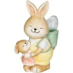 Decoratiune gradina, ceramica, solara, iepuras cu pui si cos cu ou, LED, 17.8x25.5x39 cm, MagicHome GartenVIP DiyLine