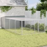 Cușcă câine cu țarc antracit 197x396x110 cm oțel galvanizat GartenMobel Dekor