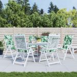 Perne de scaun spătar înalt, 6 buc., model frunze, textil GartenMobel Dekor