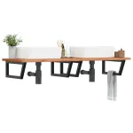 Suporturi de rafturi pentru lavoar 2 buc., negru, oțel, trapez GartenMobel Dekor