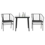 Set de sufragerie de grădină 3 piese neagră GartenMobel Dekor