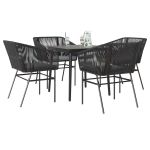 Set de sufragerie de grădină 5 piese neagră Sticlă Poly Rattan GartenMobel Dekor