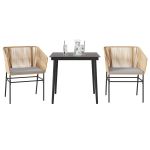 Set mobilier de grădină cu perne 3 piese maro sticlă polirattan GartenMobel Dekor