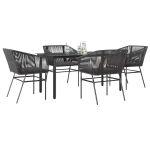 Set de sufragerie de grădină 5 piese neagră Sticlă Poly Rattan GartenMobel Dekor