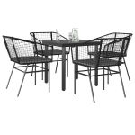 Set de sufragerie de grădină 5 piese neagră Sticlă Poly Rattan GartenMobel Dekor