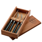 Set tacâmuri friptură 4 piese în cutie din lemn, RÖSLE Essential GrillCooking
