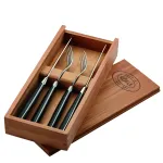 Set tacâmuri friptură 4 piese în cutie din lemn, RÖSLE Essential GrillCooking