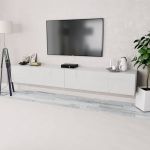 Comode TV, 2 buc, PAL, 120x40x34 cm, alb extralucios GartenMobel Dekor