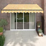Copertina automată retractabilă, galben și alb, 3,5x2,5 m GartenMobel Dekor