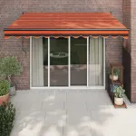 Copertină retractabilă automată, portocaliu și maro, 3,5x2,5 m GartenMobel Dekor