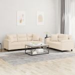 Set de canapele cu perne, 2 piese, bej, microfibră GartenMobel Dekor