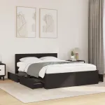 Cadru de pat cu tăblie, negru, 120x190 cm, lemn prelucrat GartenMobel Dekor