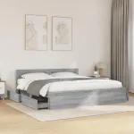 Cadru de pat cu tăblie gri sonoma 180x200 cm lemn prelucrat GartenMobel Dekor