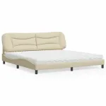 Pat cu saltea, crem, 200x200 cm, textil GartenMobel Dekor