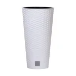 Ghiveci de flori, Prosperplast, Rato Tubus, rotund inalt, 64 L, imitatie ratan, alb, 40x76.3 cm GartenVIP DiyLine