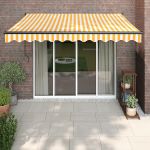 Copertină retractabilă automată, galben și alb, 3x2,5 m GartenMobel Dekor