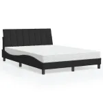 Pat cu saltea, negru, 140x190 cm, catifea GartenMobel Dekor