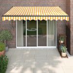 Copertină retractabilă, galben/alb, 3,5x2,5 m, textil/aluminiu GartenMobel Dekor