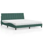 Pat cu saltea, verde închis, 180x200 cm, catifea GartenMobel Dekor