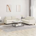 Set de canapele cu perne, 2 piese, crem, catifea GartenMobel Dekor