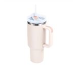 Cana termică inox cu paie, dublu perete - 1183ml alabstru deschis Handy KitchenServ