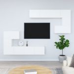 Dulap TV montat pe perete, alb, lemn prelucrat GartenMobel Dekor