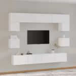 Set dulap TV, 8 piese, alb, lemn prelucrat GartenMobel Dekor