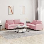 Set de canapele cu perne, 2 piese, roz, catifea GartenMobel Dekor