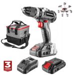 Masina de gaurit, insurubat (bormasina), cu 2 acumulatori 2 Ah, incarcator, 18 V Li-ion, geanta, fara perii, mandrina 2-13 mm, Graphite Energy GartenVIP DiyLine