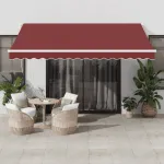 Copertina retractabilă manual cu LED, vișiniu, 400x300 cm GartenMobel Dekor