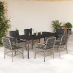Set mobilier de grădină cu perne, 7 piese gri deschis poliratan GartenMobel Dekor