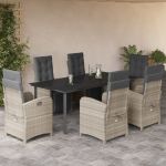 Set mobilier de grădină cu perne, 7 piese gri deschis poliratan GartenMobel Dekor