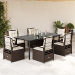 Set mobilier de grădină cu perne, 7 piese, maro, poliratan GartenMobel Dekor