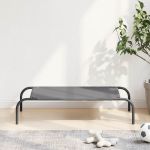 Pat înălțat pentru câini gri 90x50x20cm țesătură Oxford și oțel GartenMobel Dekor