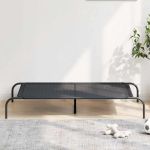 Pat înălțat pentru câini negru 130x80x20 cm Textilenă și oțel GartenMobel Dekor