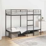 Pat supraetajat fără saltea negru 80x200 cm oțel GartenMobel Dekor