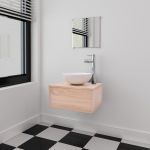Set mobilier baie, 4 piese, bej, cu chiuvetă și robinet GartenMobel Dekor