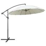 Umbrelă de soare suspendată, alb, 3 m, stâlp de aluminiu GartenMobel Dekor