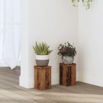Suporturi de plante 2 buc lemn vechi 10x10x18 cm lemn prelucrat GartenMobel Dekor