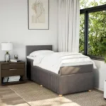 Pat box spring cu saltea, gri taupe, 80x200 cm, textil GartenMobel Dekor