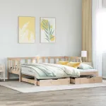 Pat de zi cu extensie și sertare fără saltea, 90x200 cm GartenMobel Dekor
