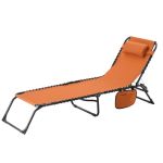 Sezlong pentru gradina, otel, reglabil, cu tetiera, buzunar lateral, portocaliu, 190x58x30 cm, Miami GartenVIP DiyLine