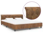 Cadru de pat, maro, 180 x 200 cm, piele întoarsă ecologică GartenMobel Dekor