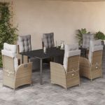 Set mobilier pentru grădină, 7 piese, cu perne, bej, poliratan GartenMobel Dekor