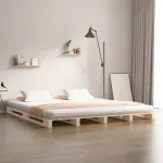 Pat din paleți Super King, 180x200 cm, lemn masiv de pin GartenMobel Dekor
