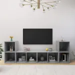 Dulapuri TV 2 buc gri beton, 72x35x36,5 cm lemn prelucrat GartenMobel Dekor