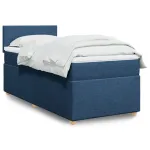 Pat box spring cu saltea, albastru, 80x200 cm, textil GartenMobel Dekor