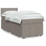 Pat box spring cu saltea, gri taupe, 80x200 cm, textil GartenMobel Dekor