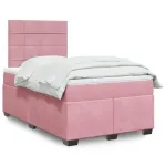 Pat box spring cu saltea, negru, 120x190 cm, catifea GartenMobel Dekor