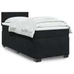 Pat box spring cu saltea, negru, 80x200 cm, catifea GartenMobel Dekor